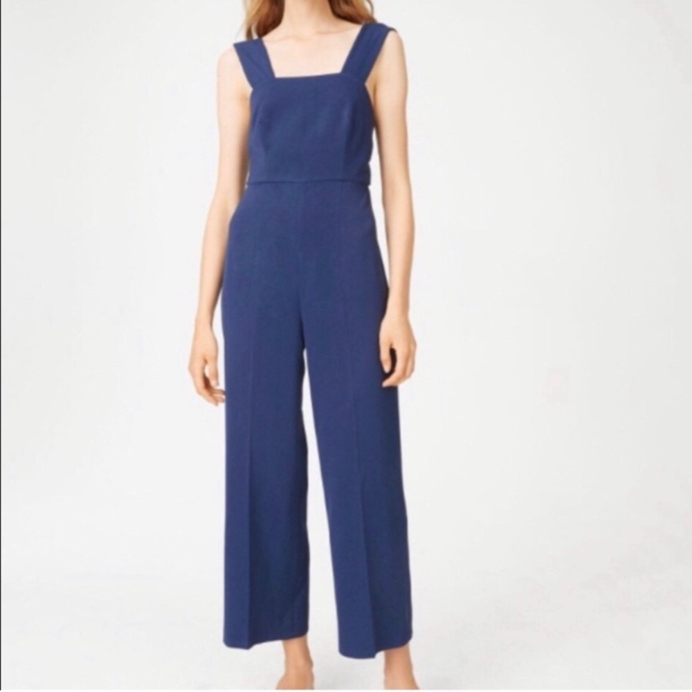 Club Monaco Navy Square-Neck Wide-Leg Jumpsuit